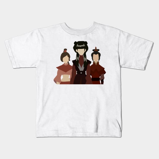 Mai, Ty Lee, and Azula Kids T-Shirt by uneecornn